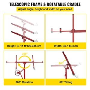 VEVOR Drywall Rolling Lifter Panel, 11ft Sheetrock Lift Drywall Lift, 150lb Weight Capacity Panel Hoist Jack Tool, Steel Material w/Telescopic Arm & 3 Lockable Wheels, 48x192 in...